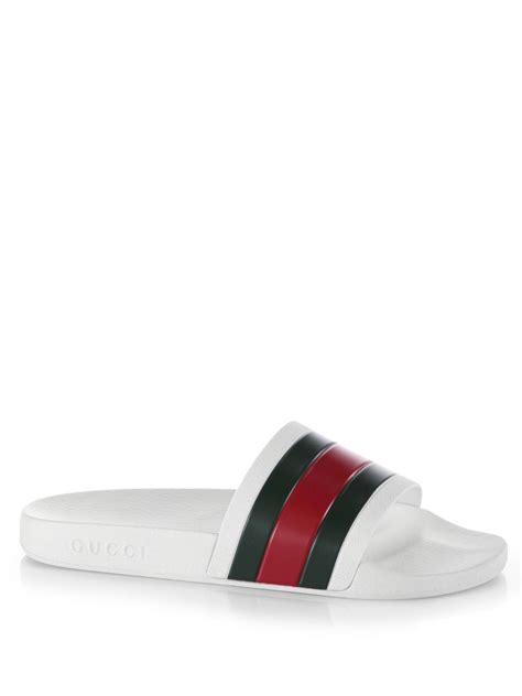 gucci rubber slide white|Gucci rubber pursuit g slides.